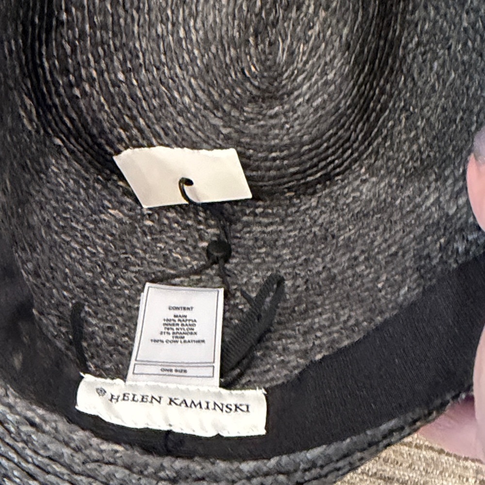 Helen Kaminski Black Straw Hat with Tan Band - Picture 2 of 10